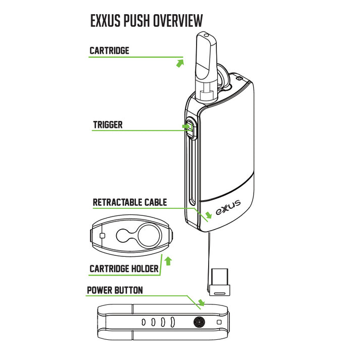 Exxus Push Cartridge Vaporizer Battery