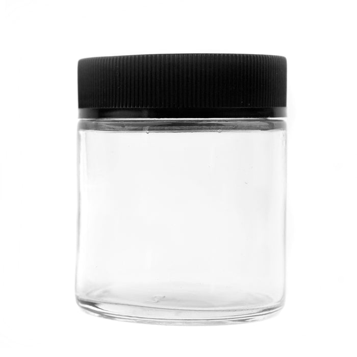 120mL (4oz.) Clear Glass Child Resistant Jar with Black Cap