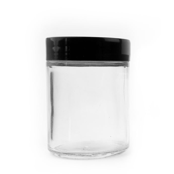 120mL (4oz.) Black Plastic Top Clear Glass Jar with Black Cap