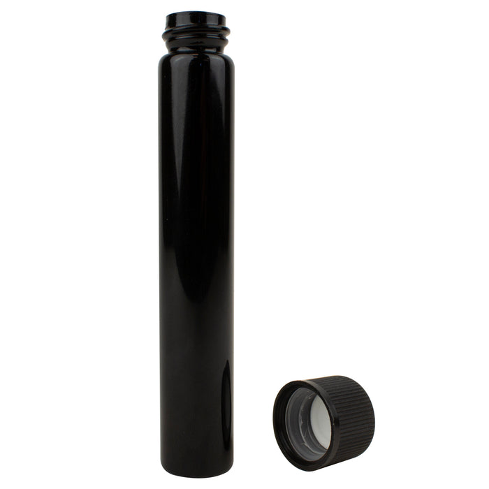 120mm x 22mm Gloss Black Glass J-Tube with Black Child Resistant Cap