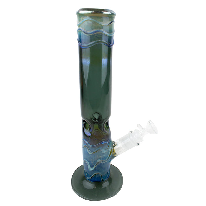 12" Chrome Fumed Colored Straight Tube w/ Ice Catcher - Glass Water Pipe
