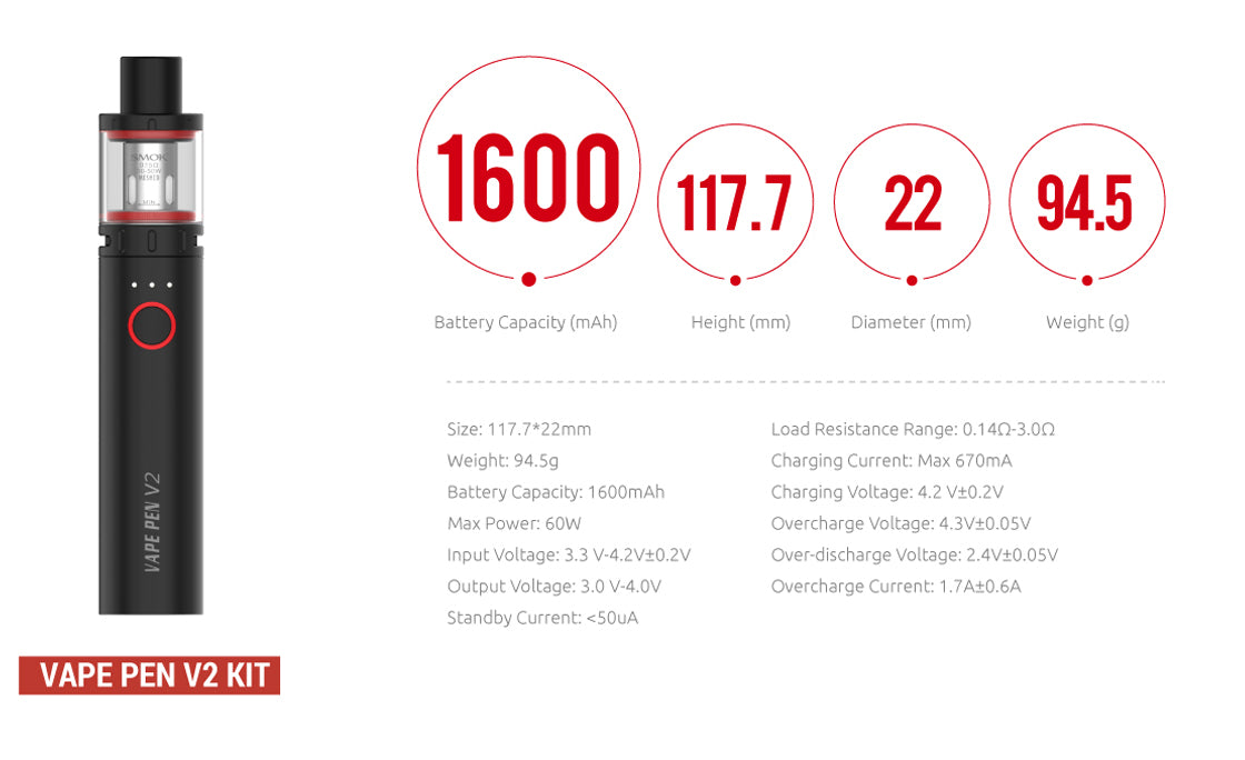 SMOK Vape Pen V2 1600mAh Starter Kit