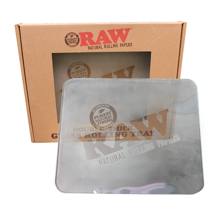 Raw Large Frosted Glass Rolling Tray - Smoketokes