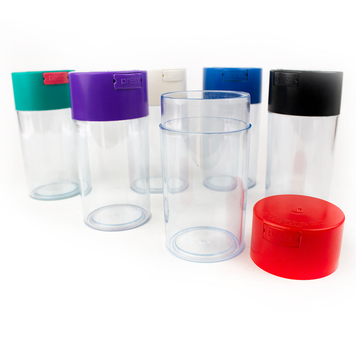 Acrylic Air Tight Jar 560mL 19oz. - Colored Lid Clear Bottom