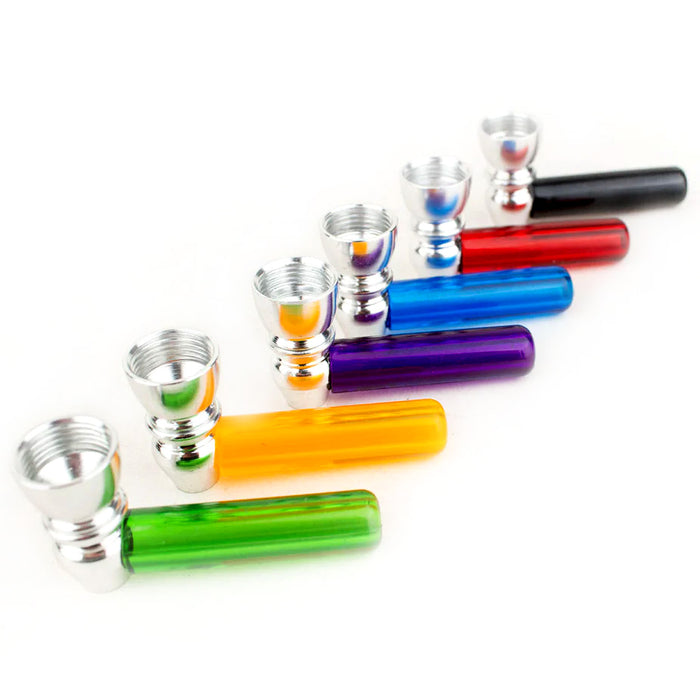 2.5" Metal Hand Pipe w/ Colored Acrylic Mouthpiece