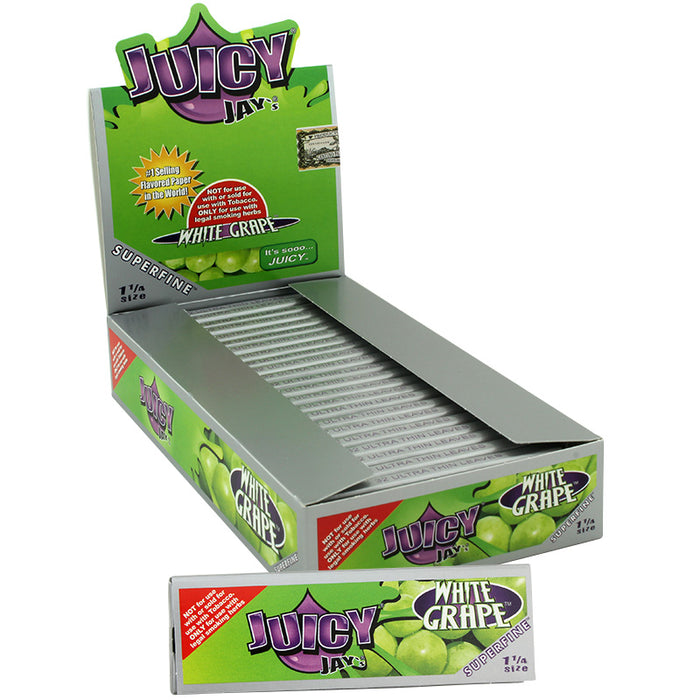 Juicy Jay's Superfine 1 1/4" Size Rolling Paper White Grape Flavor - Smoketokes