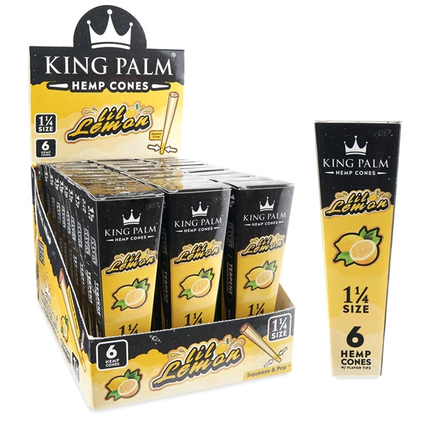 King Palm Hemp Cones 1 1/4 (6 cones per pack/30 per Display) - Lil Lemon