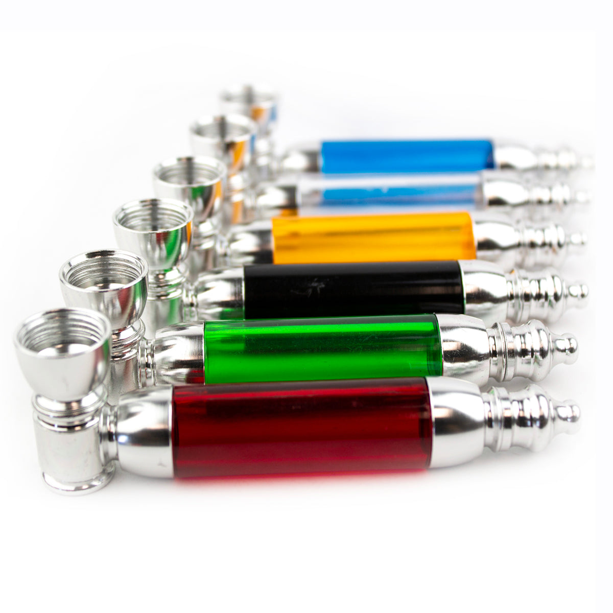 4" Colored Acrylic Metal Hand Pipe