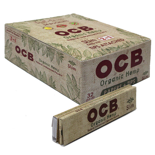 OCB Organic Hemp King Size Slim Rolling Paper & Tips - Smoketokes
