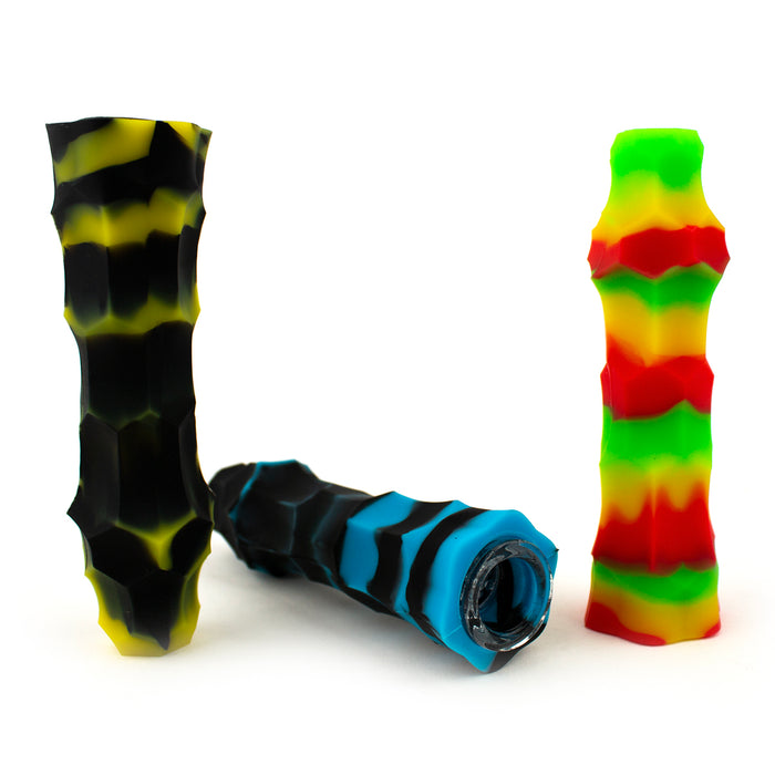 4" Silicone Chillum With Glass Bowl