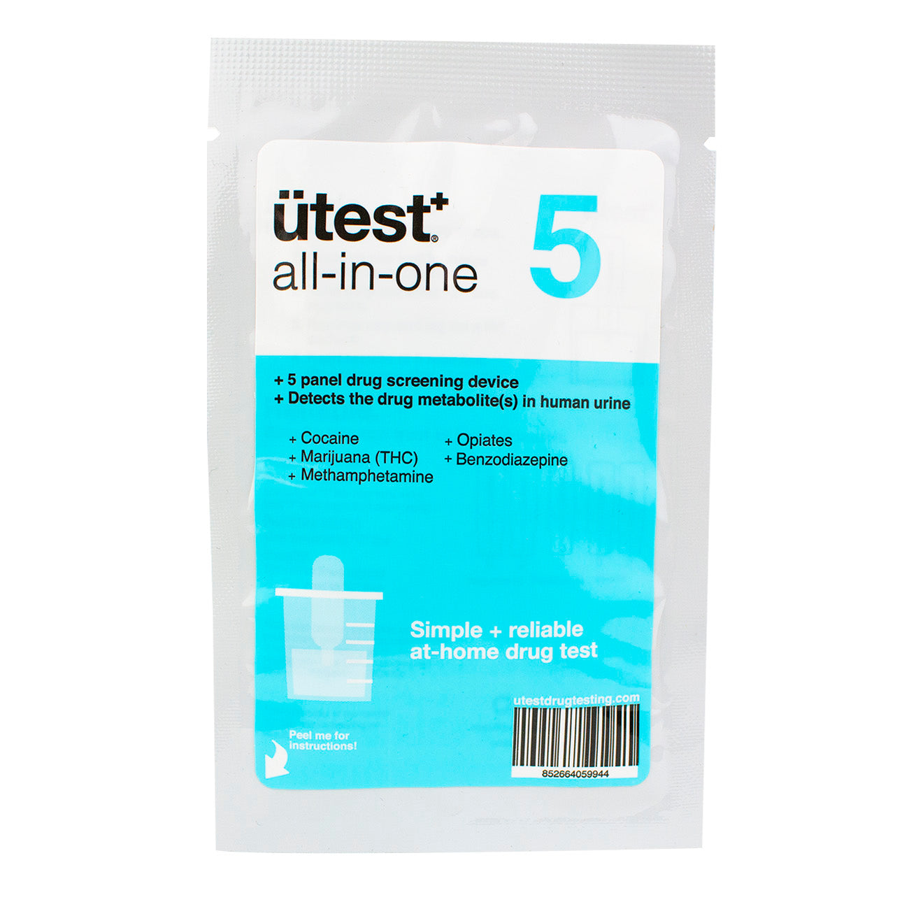 5 Panel Drug Test Kit U-test - THC, Cocaine, Methamphetamine, Opiates, PCP