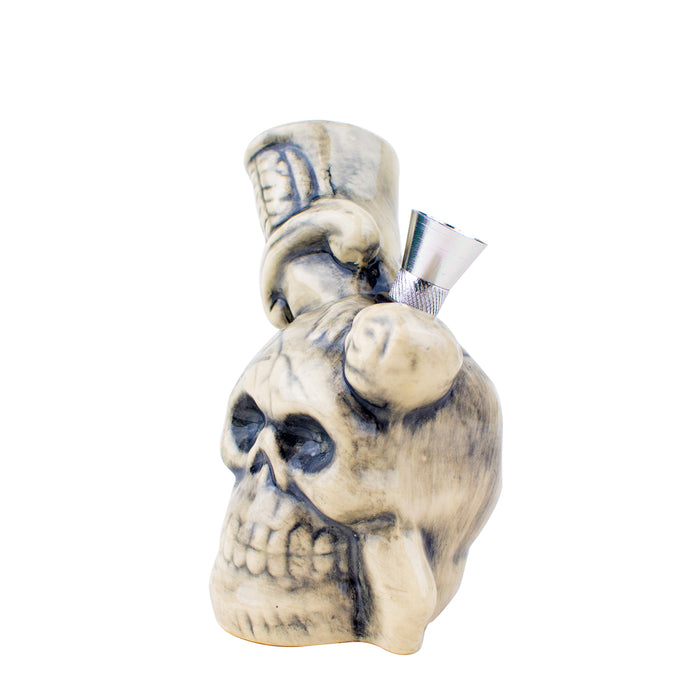 5" Skull & Dagger 2 Ceramic Water Pipe