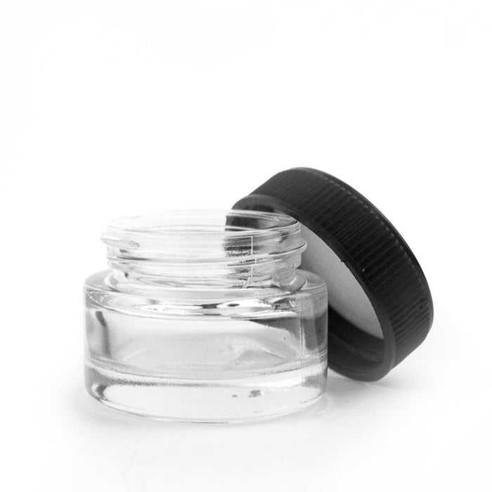 5mL Black Plastic Top Clear Glass Jar - Lo Pro