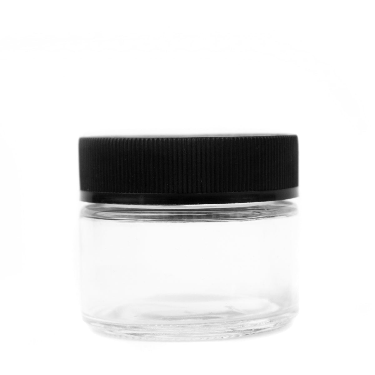 60mL (2oz.) Clear Glass Child Resistant Jar Container with Black Cap