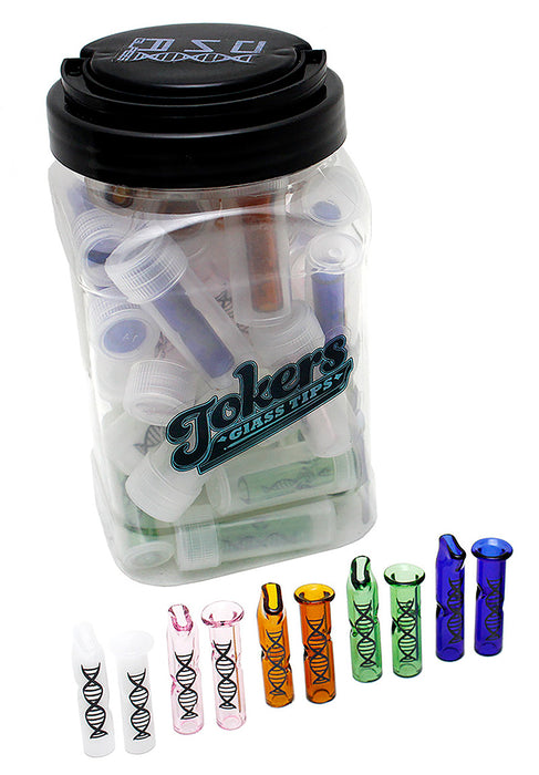 Tokers Colored Glass Tips Jar by DNA Glass - Smoketokes