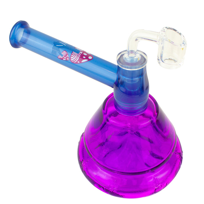 7" Colored Glass Beaker w/ Mushroom Printed on Plastic Mouth Piece - Water Pipe