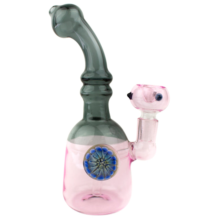 7" Fumed Bent Neck Implosion Percolator Glass Water Pipe