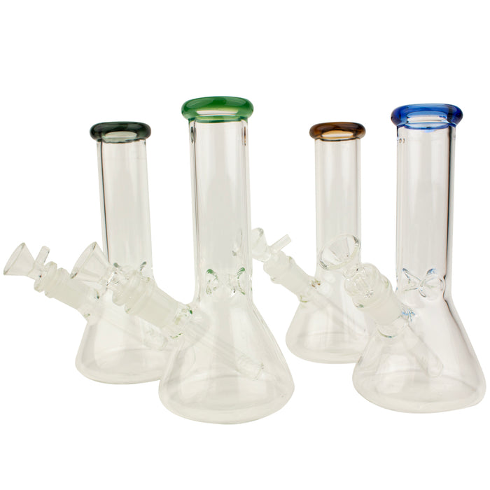 8" Colored Ring Beaker Ice Catcher Glass Water Pipe