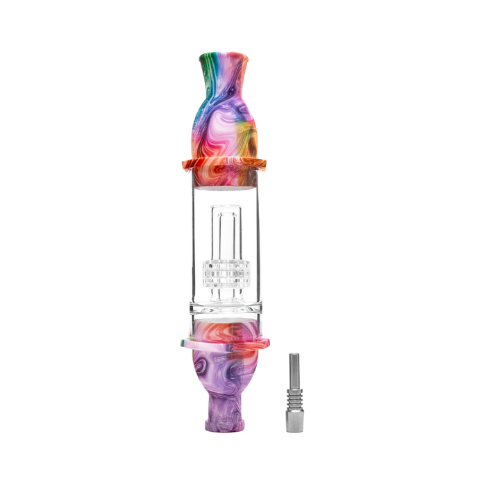 8'' Rocket Decal Print Silicone Nectar Collector With Matrix Perc & 10mm Nail