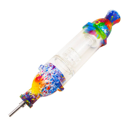 8'' Rocket Decal Print Silicone Nectar Collector With Matrix Perc & 10mm Nail