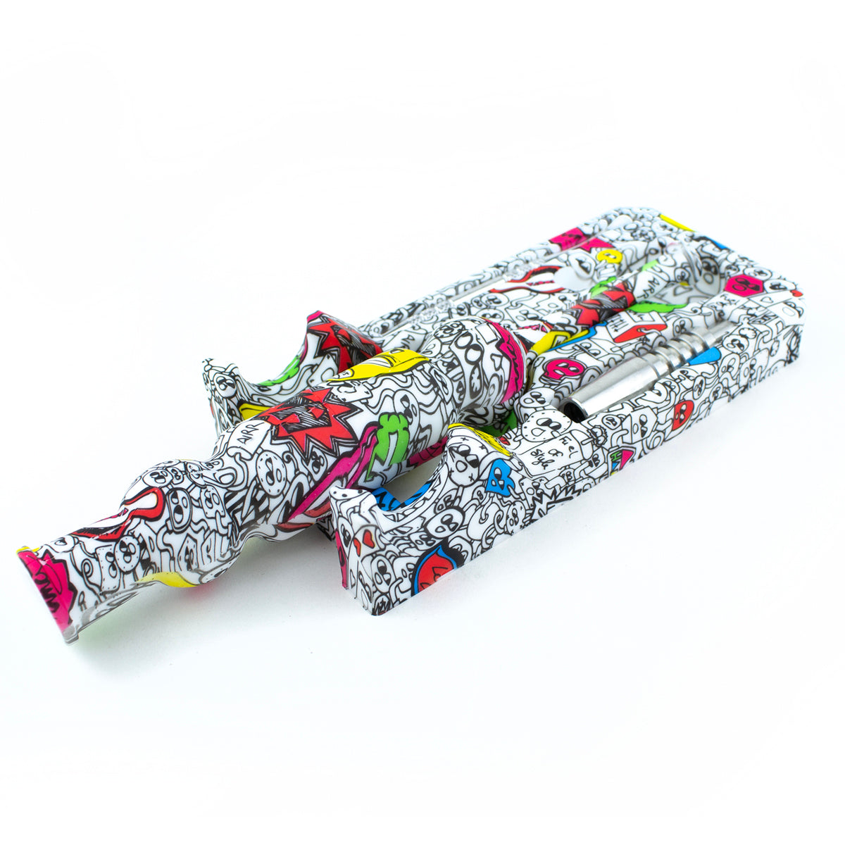 8" Silicone Decal Print Nectar Collector with Tray