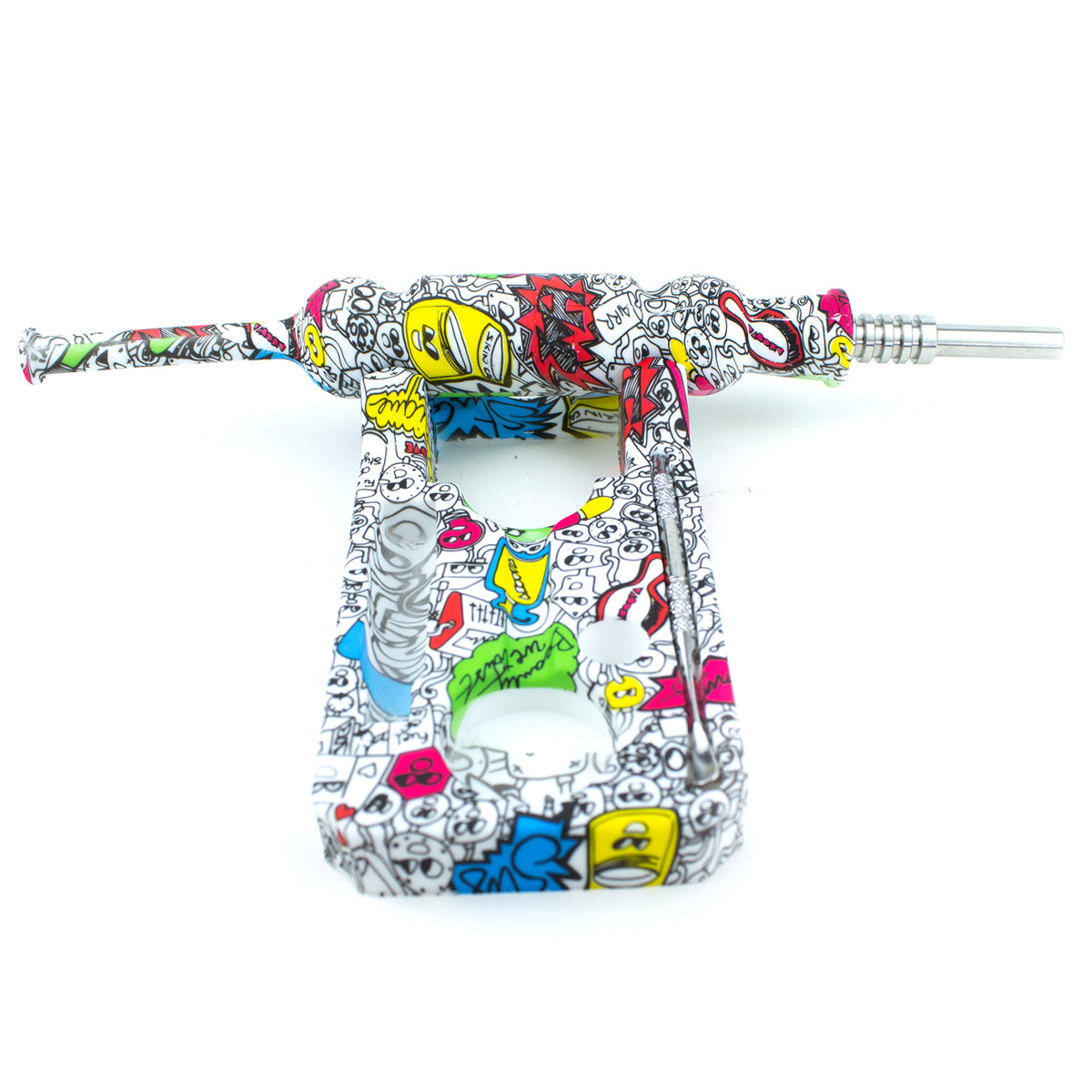 8" Silicone Decal Print Nectar Collector with Tray