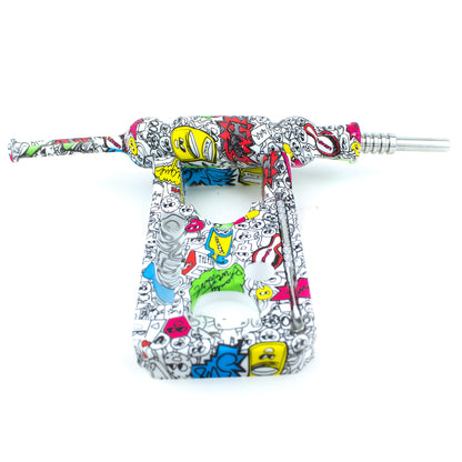 8" Silicone Decal Print Nectar Collector with Tray