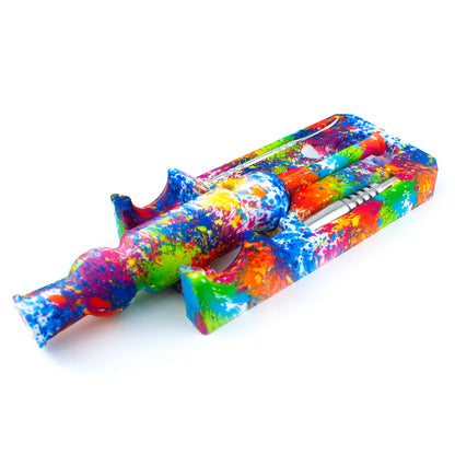 8" Silicone Decal Print Nectar Collector with Tray