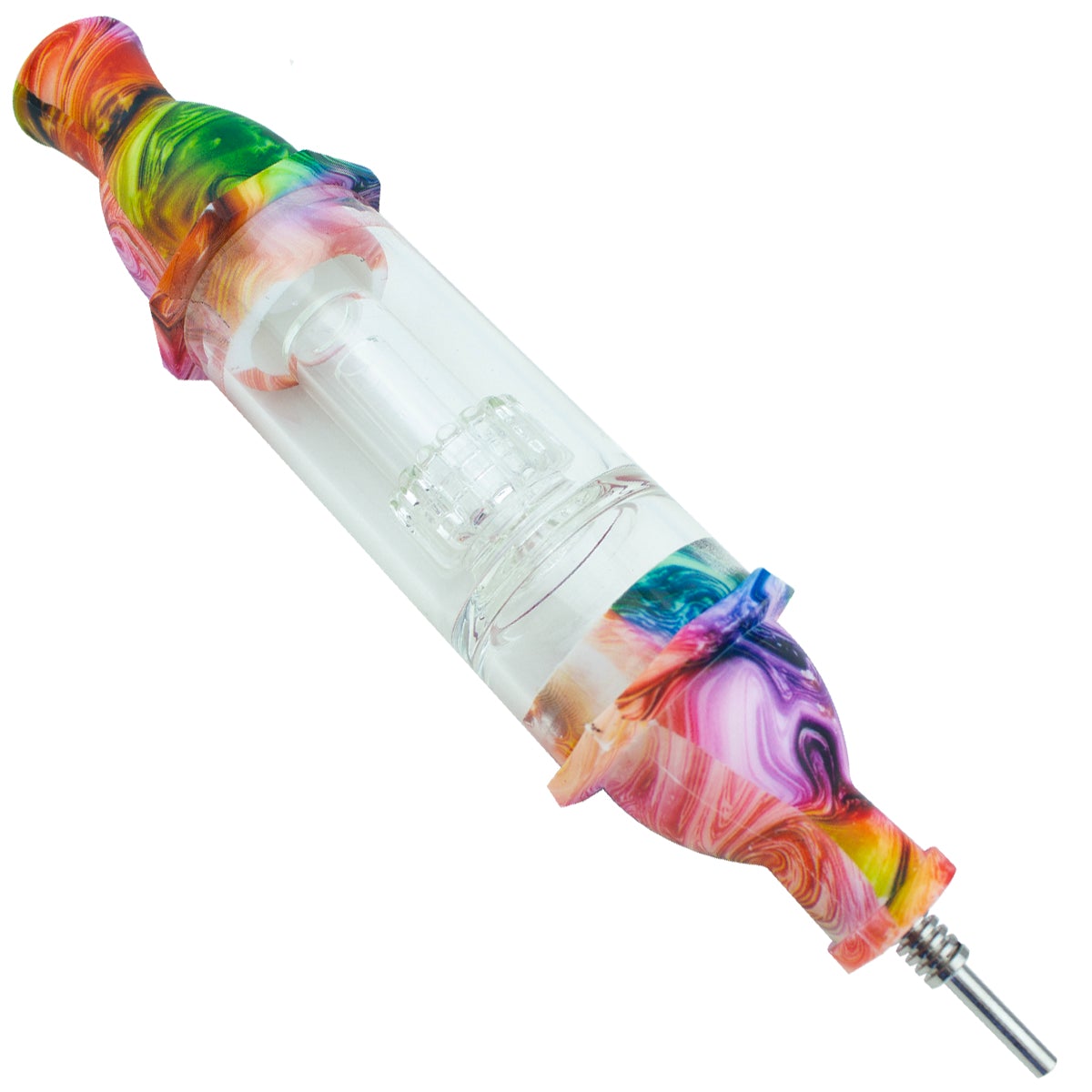 8'' Rocket Decal Print Silicone Nectar Collector With Matrix Perc & 10mm Nail