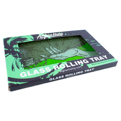 Afghan Hemp - Glass Rolling Tray - Pipe Hand Green