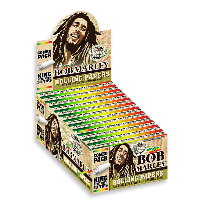 Bob Marley King Size With Tips Unbleached Rolling Paper Combo