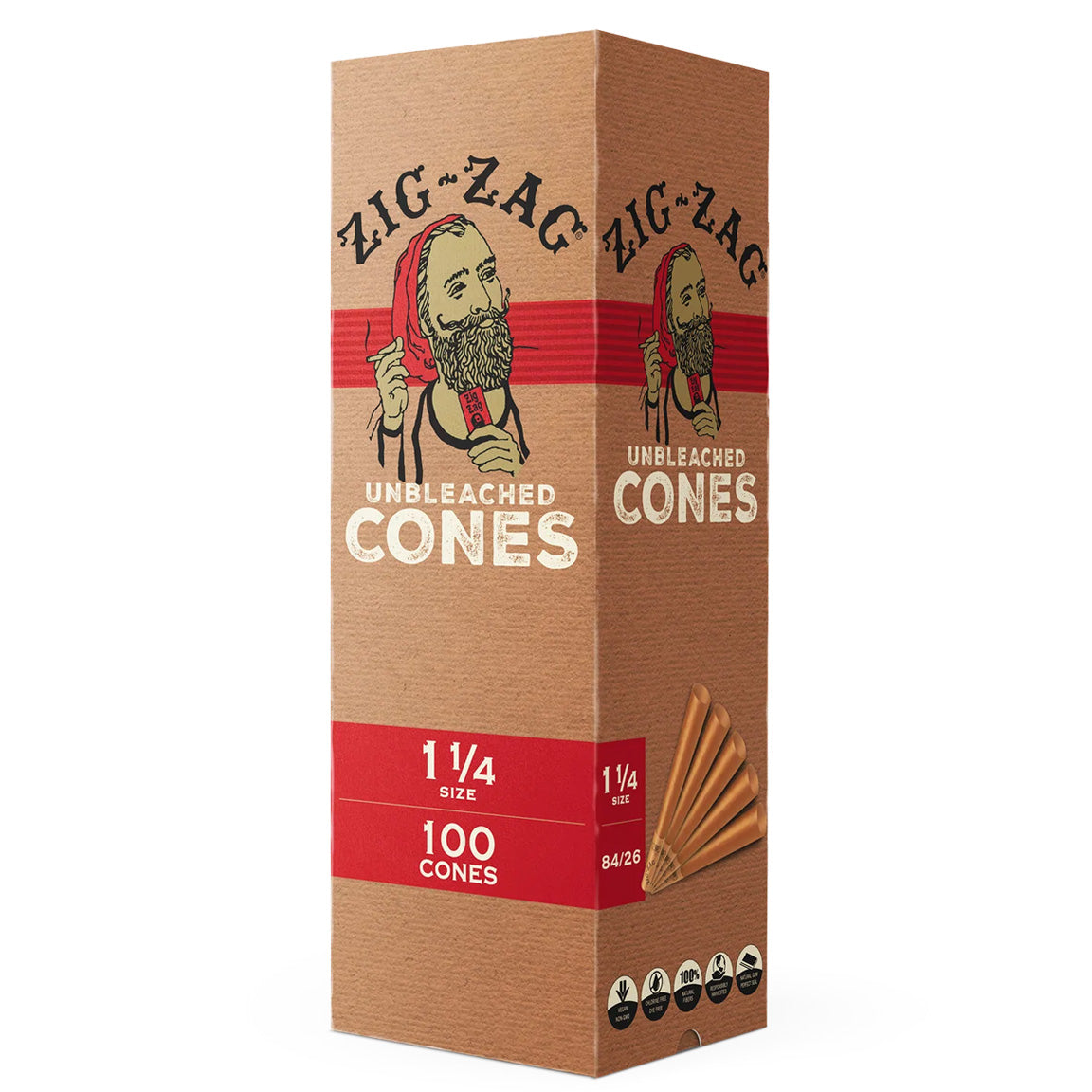 Bulk Unbleached Cones 1 1/4 - 100 Count