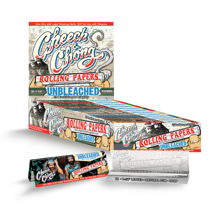 Cheech and Chong Rolling Papers - Unbleached 1 1/4 Size (25 booklets per display)