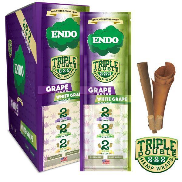Endo Triple Double 2 Hemp Wrap Grape Cones / 2 White Grape Wraps