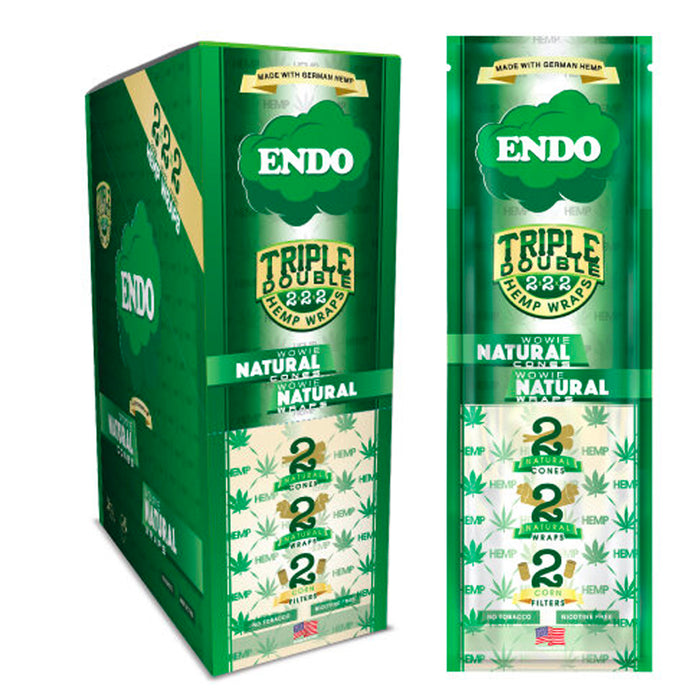 Endo Triple Double Hemp Wraps 2 Natural Cones / 2 Natural Wraps