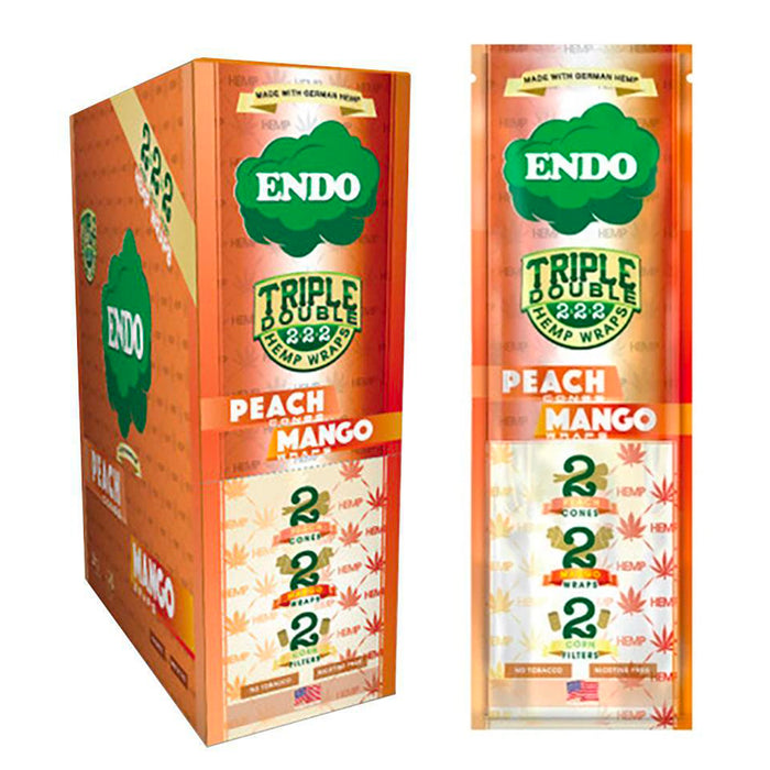 Endo Triple Double Hemp Wraps 2 Peach Cones / 2 Mango Wraps