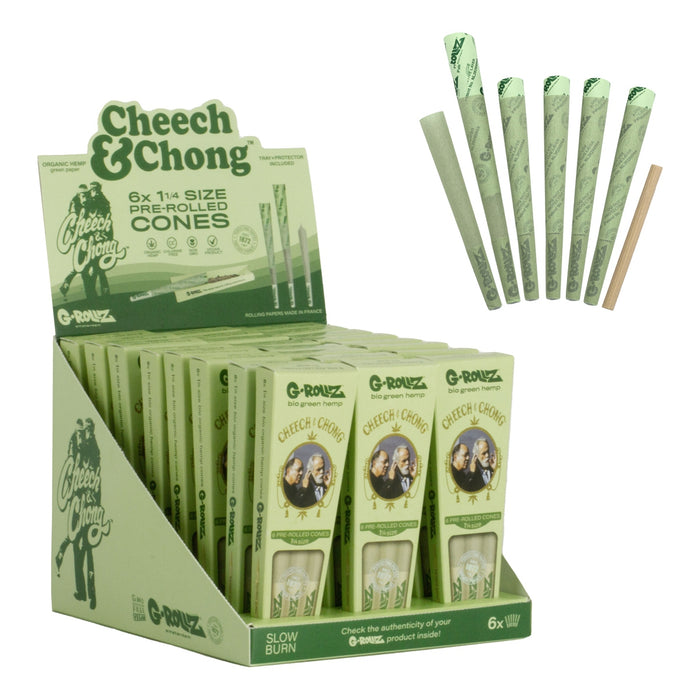 G-ROLLZ | Cheech & Chong - Organic Green Hemp - 6 King Size Cones In Each Pack