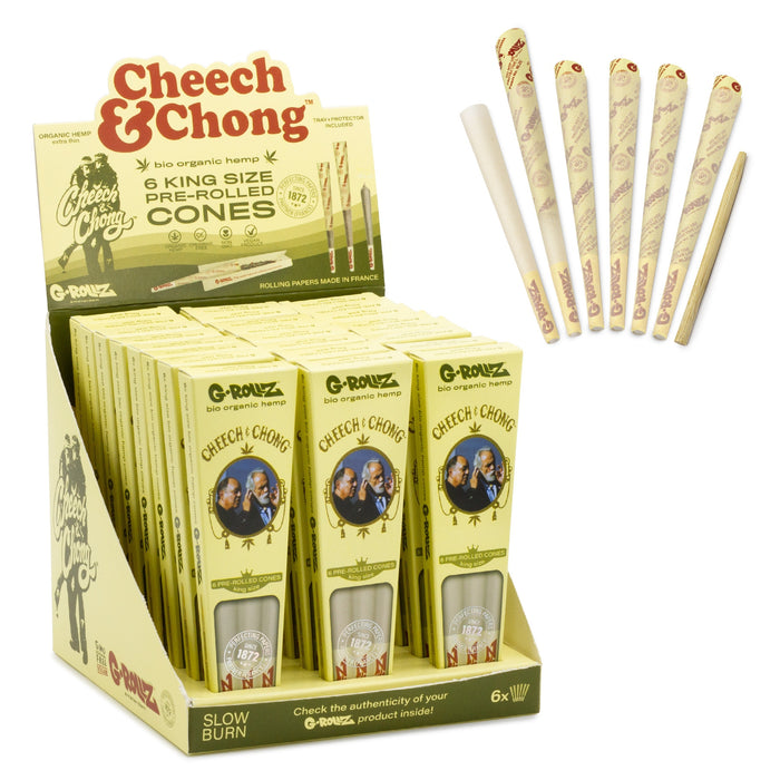 G-ROLLZ | Cheech & Chong - Organic Hemp Extra Thin - 6 King Size Cones In Each Pack (24 packs Display)