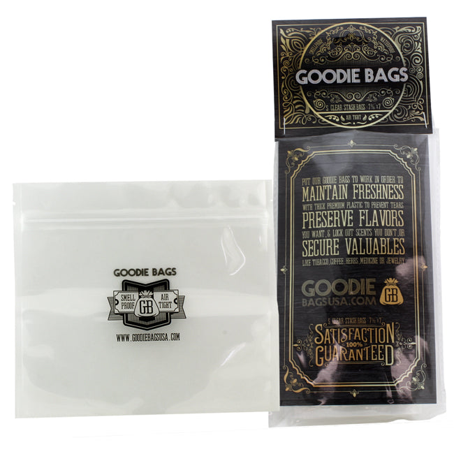 Goodie Bags Smell Proof Ziplock Large (7 11/16” x 7”) Clear (5 Bags)