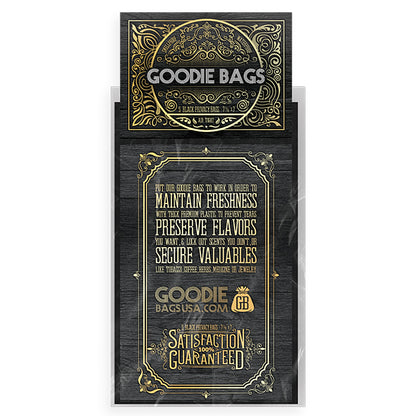 Goodie Bags Smell Proof Ziplock Large (7 11/16” x 7”) Black (5 Bags)