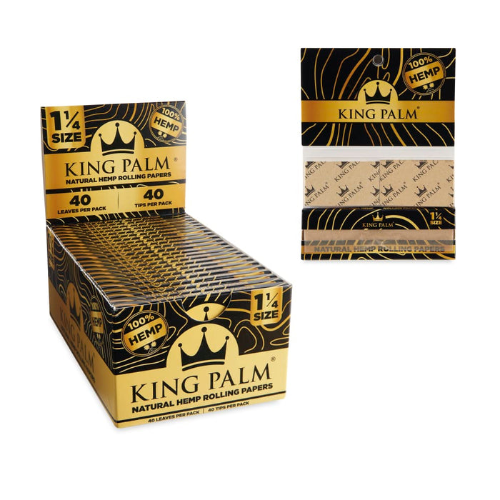King Palm Natural Hemp 1 1/4" Size Hemp Rolling Paper (22 Packs/Display)
