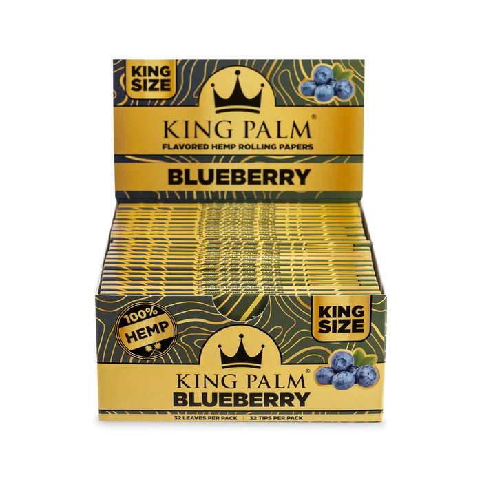 King Palm Blueberry King Size Hemp Rolling Paper (22 Packs/Display)