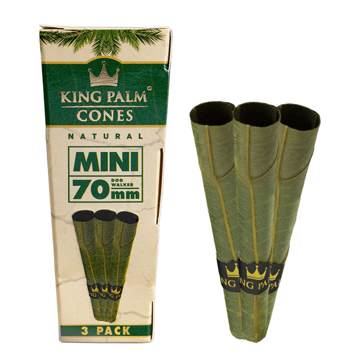 King Palm – Natural Mini Pre-Rolled Palm Cones 3pk – 70mm – 15pk Display