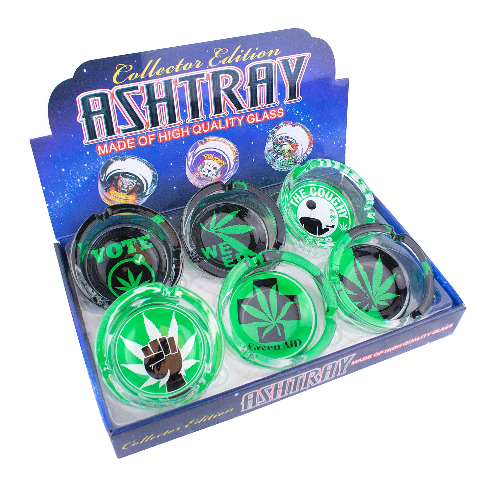 Large Glass Collector Edition "Vote Weed" Ashtray (6 Count Display)