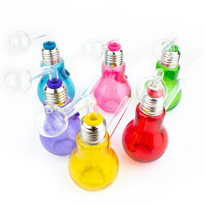 6" Light Bulb Colored Glass Oil Burner Water Pipe