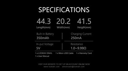 Lookah Snail 2.0 - 510 thread 320mAh battery