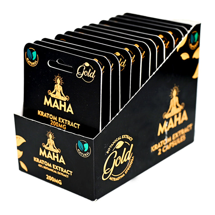 Maha Kratom 200mg Extract Capsules (12 Pack/Display)