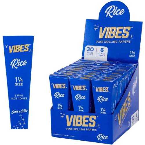 Vibes - Rice 1 1/4" Size Cones (30 Packs of 6 Cones)