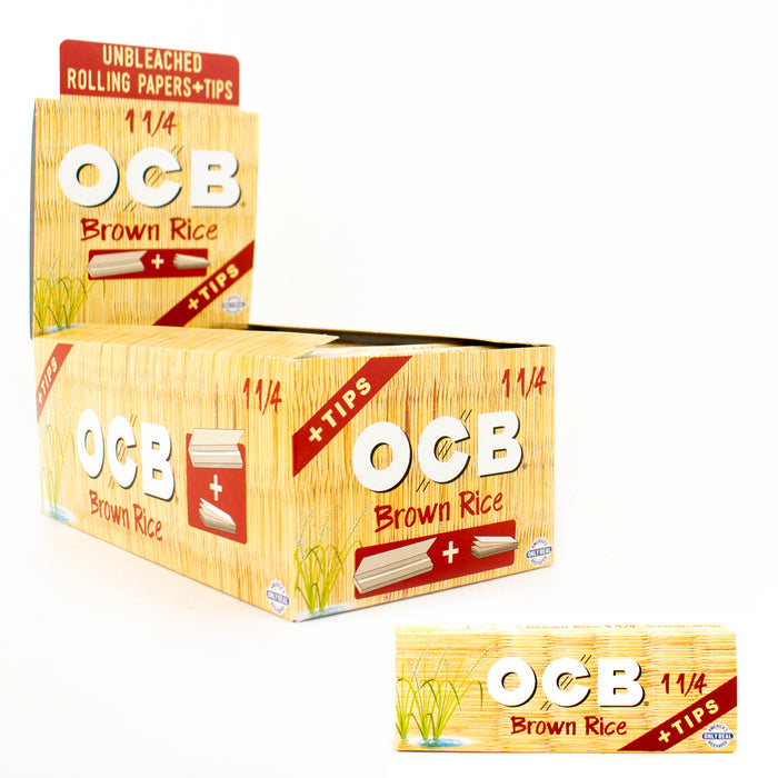 OCB Brown Rice 1 1/4  Rolling Papers + Tips