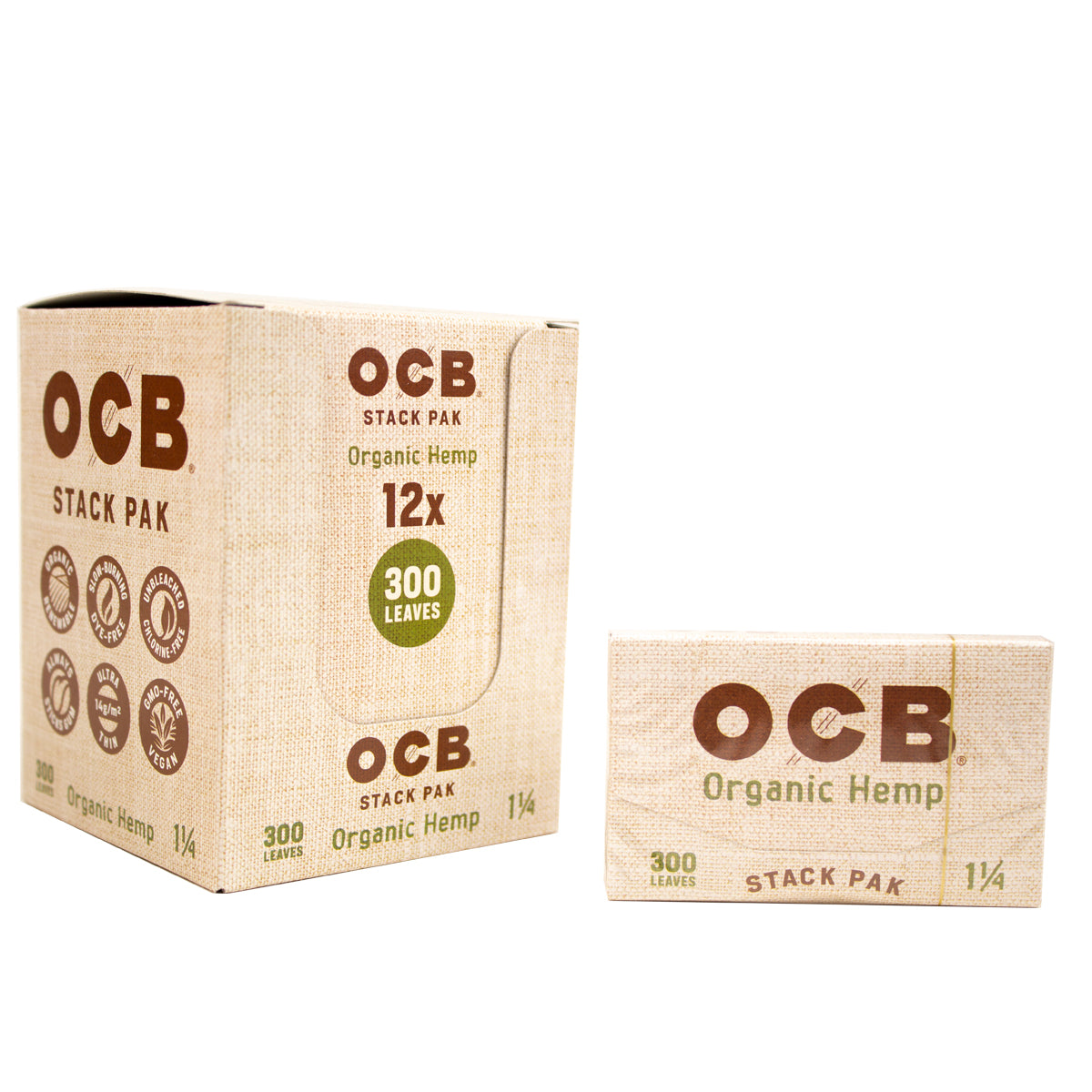 OCB Organic Hemp Rolling Papers 1 1/4 Stack Pack wholesale
